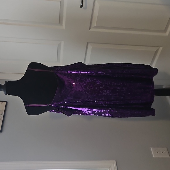 Allegra K Purple Sequin Mini Dress 3X - Picture 2 of 5
